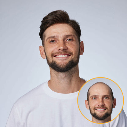 Men's Thin Skin Hair System - Invisible V -Loop Human Hair Toupee HS1V