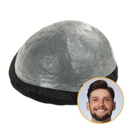 Men's Thin Skin Hair System - Invisible V -Loop Human Hair Toupee HS1V