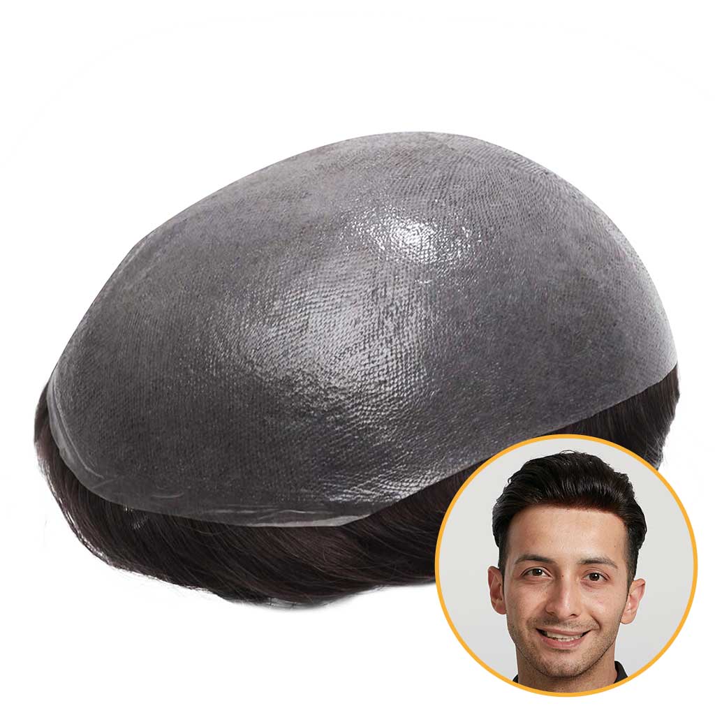 Men’s Ultra Thin Skin Hair System – Invisible V-Loop Toupee HS25-V