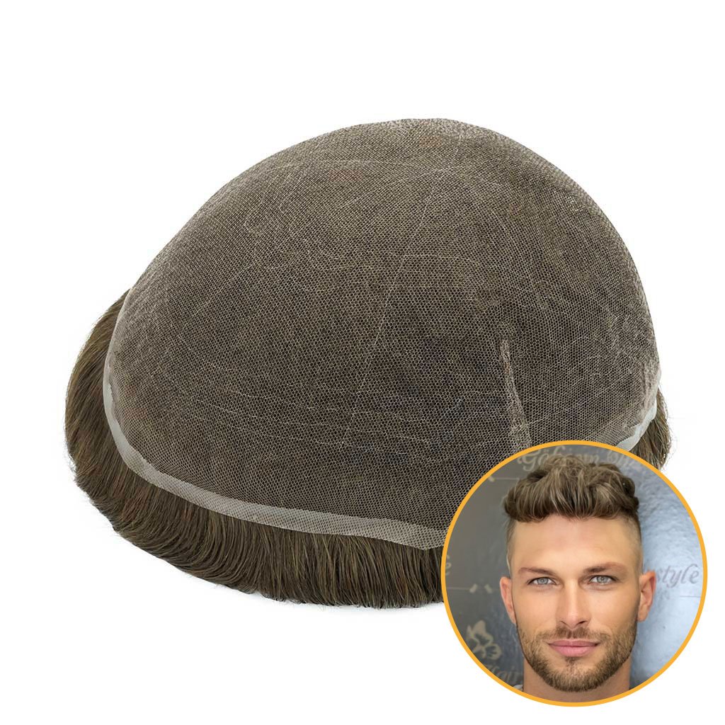 Men’s Thin Skin Hair System – Natural Human Hair Toupee HS7