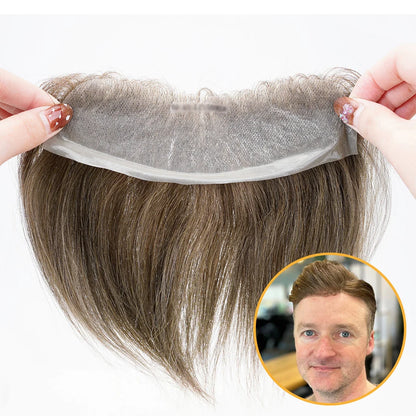 Men’s PU Frontal Hair System – Natural Human Hair Toupee PU Frontal