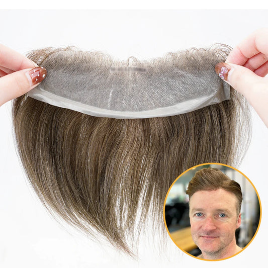 Men’s PU Frontal Hair System – Natural Human Hair Toupee PU Frontal