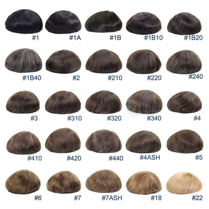 Men’s Thin Skin Hair System – Natural Human Hair Toupee N6